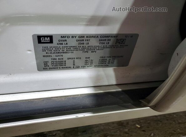 KL4CJCSB5HB092114 2017 BUICK ENCORE White Սալոնի 360 աստիճան տեսք