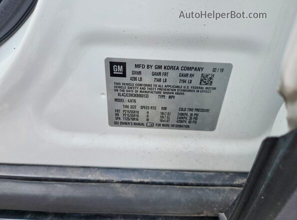 KL4CJCSM3KB860133 2019 BUICK ENCORE Белый Вид подкапотного пространства