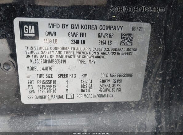 KL4CJESB1MB305419 2021 BUICK ENCORE Black Շարժիչի բաժամունքի տեսք