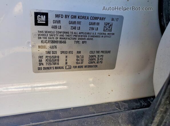 KL4CJESB8HB186466 2017 BUICK ENCORE White Vista del compartimento del motor
