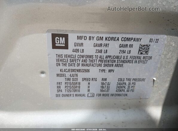 KL4CJESM2NB532606 2022 BUICK ENCORE White Вид підкапотного простору