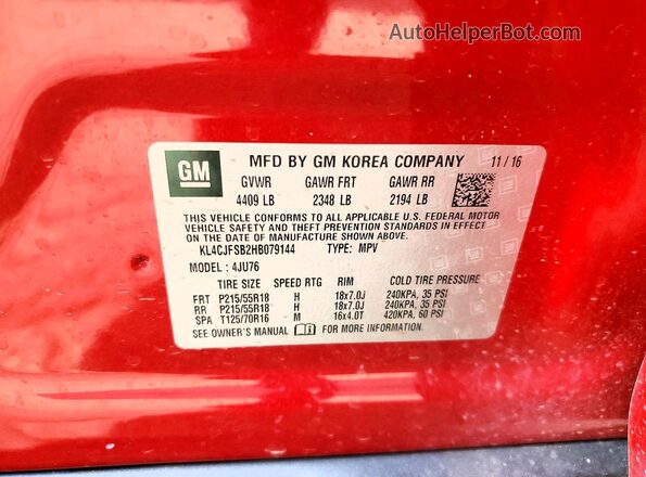 KL4CJFSB2HB079144 2017 BUICK ENCORE Maroon სალონის 360-გრადუსიანი ხედი