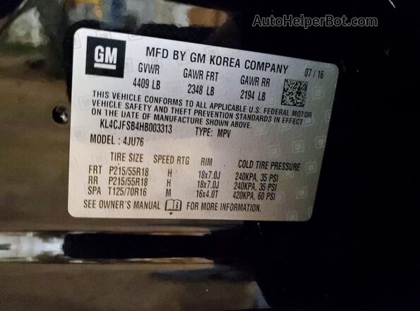 KL4CJFSB4HB003313 2017 BUICK ENCORE Black VIN sticker view