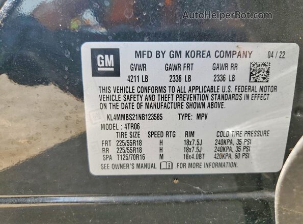 KL4MMBS21NB123585 2022 BUICK ENCORE Black ძრავის განყოფილების ხედი