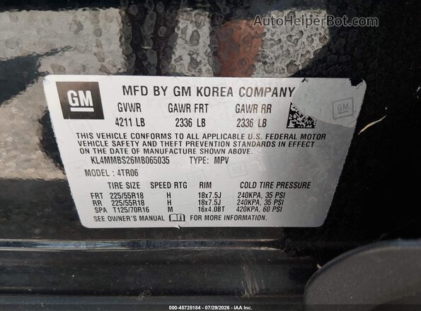 KL4MMBS26MB065035 2021 BUICK ENCORE Black Շարժիչի բաժամունքի տեսք