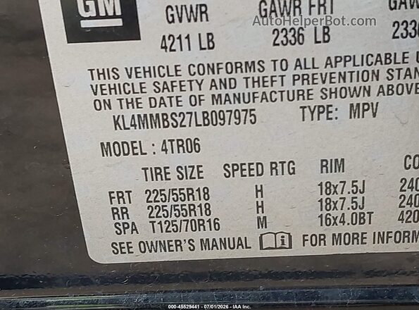 KL4MMBS27LB097975 2020 BUICK ENCORE Черный Вид подкапотного пространства