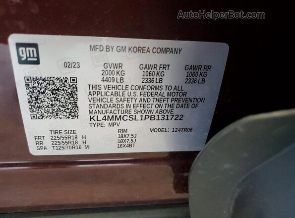KL4MMCSL1PB131722 2023 BUICK ENCORE Burgundy Панорамний вид салону 360°
