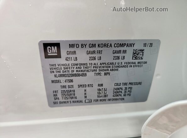 KL4MMDS20MB084059 2021 BUICK ENCORE White Widok komory silnika