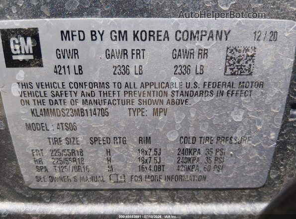 KL4MMDS23MB114705 2021 BUICK ENCORE Gray Engine compartment view