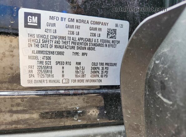 KL4MMDS28NB139892 2022 BUICK ENCORE Black Vista del compartimento del motor