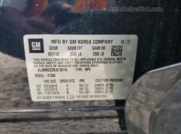 KL4MMDS29LB130745 2020 BUICK ENCORE Blue Շարժիչի բաժամունքի տեսք