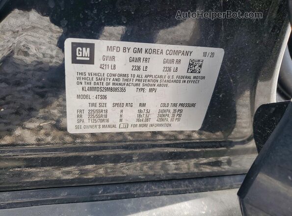 KL4MMDS29MB085355 2021 BUICK ENCORE Черный Вид наклейки с VIN-кодом