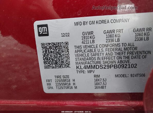 KL4MMDS29PB092102 2023 BUICK ENCORE Красный Вид подкапотного пространства