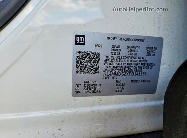 KL4MMDS2XPB141159 2023 BUICK ENCORE Белый Вид наклейки с VIN-кодом
