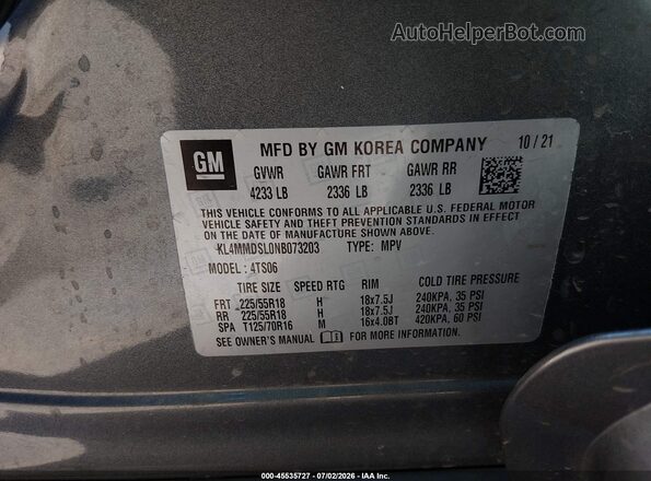 KL4MMDSL0NB073203 2022 BUICK ENCORE Серый Вид подкапотного пространства
