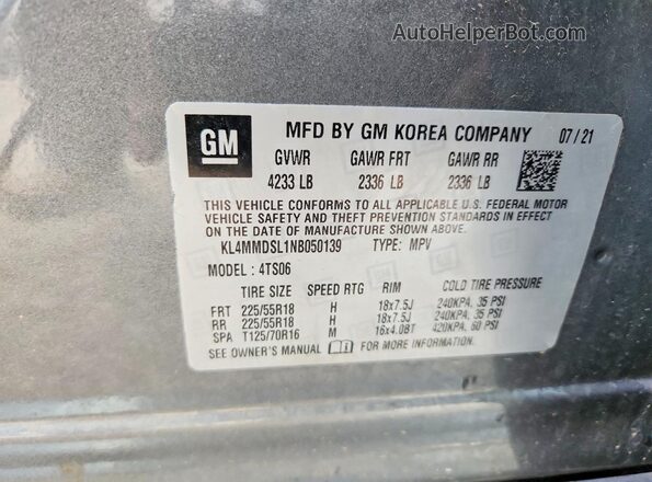 KL4MMDSL1NB050139 2022 BUICK ENCORE Серый Панорамный вид салона 360°