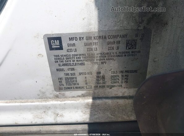 KL4MMDSL2LB114055 2020 BUICK ENCORE Белый Вид подкапотного пространства