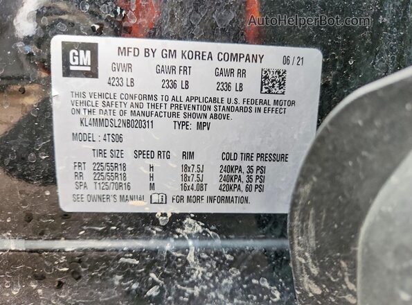 KL4MMDSL2NB020311 2022 BUICK ENCORE Черный Вид подкапотного пространства
