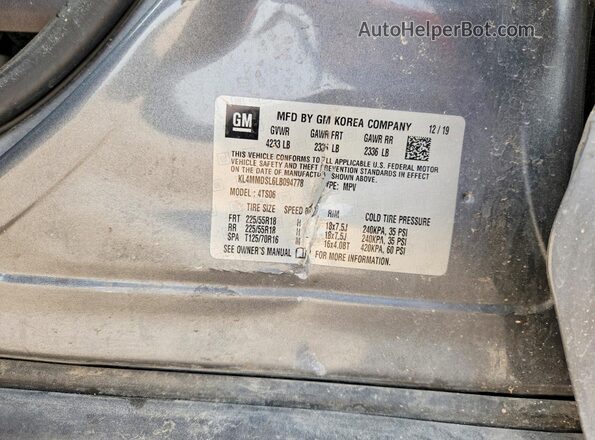 KL4MMDSL6LB094778 2020 BUICK ENCORE Silver Вид наклейки з VIN-кодом
