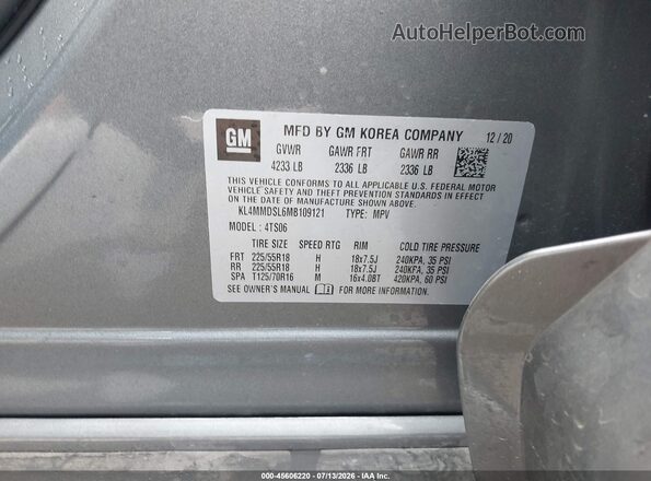 KL4MMDSL6MB109121 2021 BUICK ENCORE Silver Vista del compartimento del motor