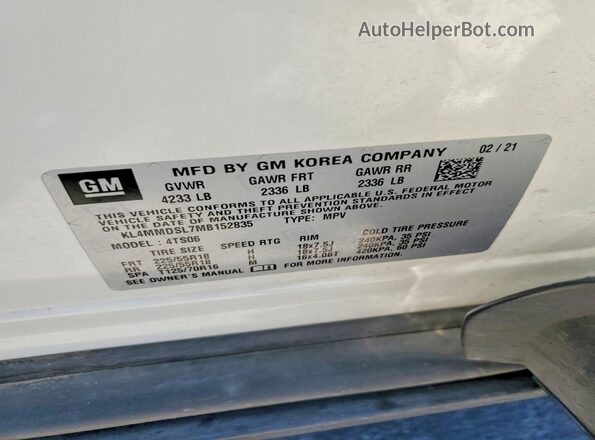 KL4MMDSL7MB152835 2021 BUICK ENCORE Белый Вид подкапотного пространства