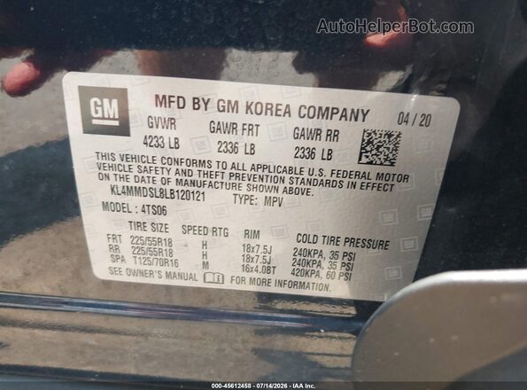 KL4MMDSL8LB120121 2020 BUICK ENCORE Black Вид підкапотного простору