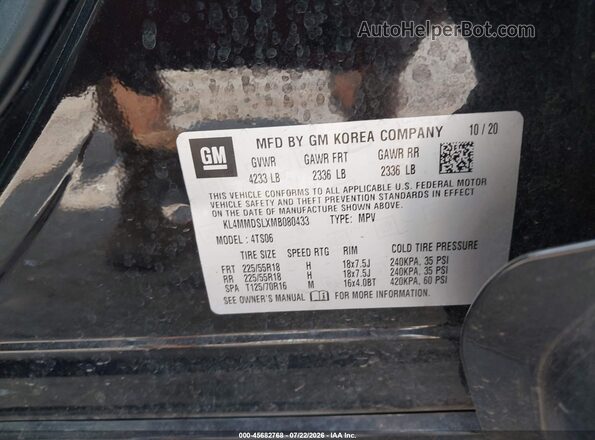 KL4MMDSLXMB080433 2021 BUICK ENCORE Black Widok komory silnika