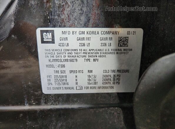 KL4MMDSLXMB160279 2021 BUICK ENCORE Black Engine compartment view