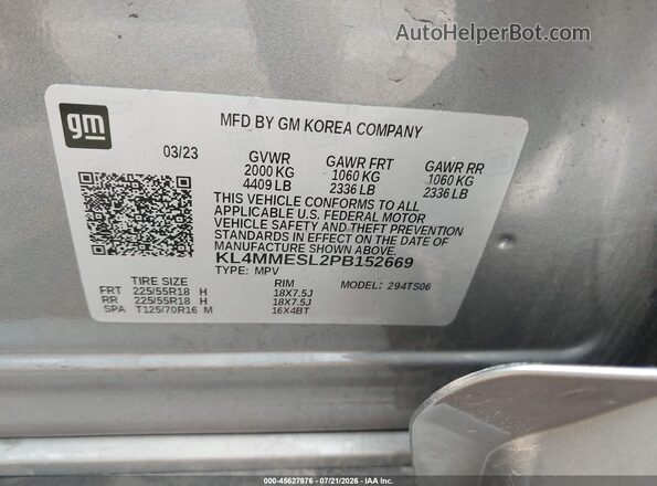 KL4MMESL2PB152669 2023 BUICK ENCORE Gray Շարժիչի բաժամունքի տեսք