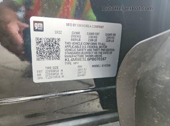 KL4MMESL6PB070167 2023 BUICK ENCORE Black Vista de la etiqueta del VIN