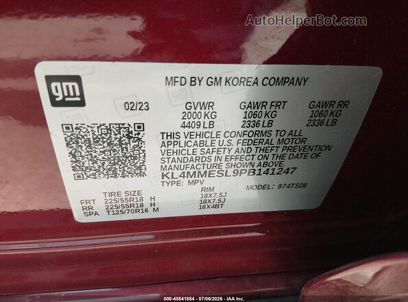 KL4MMESL9PB141247 2023 BUICK ENCORE Red Вид підкапотного простору
