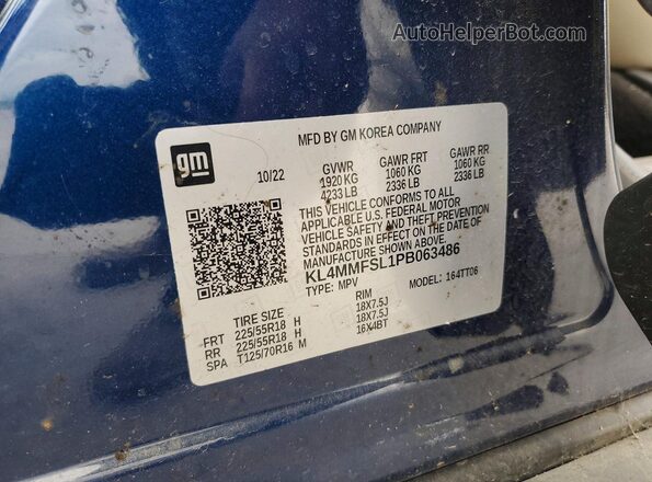 KL4MMFSL1PB063486 2023 BUICK ENCORE Blue VIN կոդի պիտակի տեսք