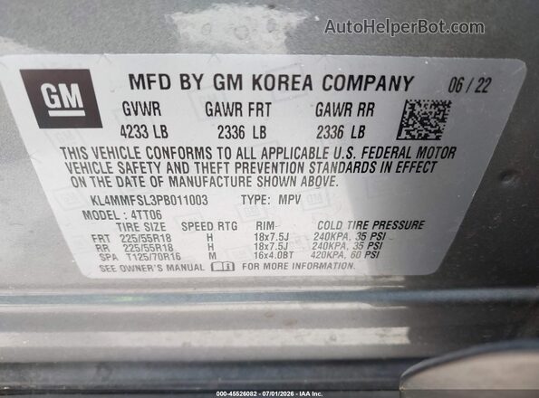 KL4MMFSL3PB011003 2023 BUICK ENCORE Gray Engine compartment view