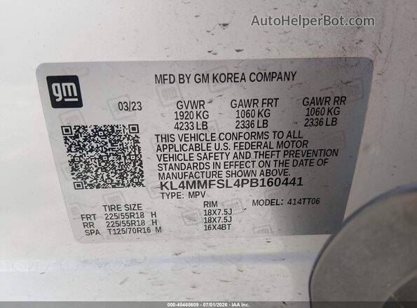 KL4MMFSL4PB160441 2023 BUICK ENCORE White Engine compartment view