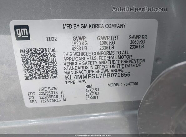 KL4MMFSL7PB071656 2023 BUICK ENCORE Gray Vista del compartimento del motor