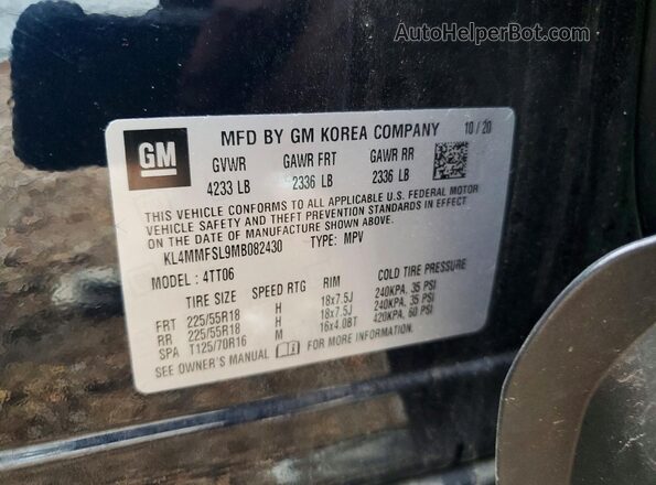 KL4MMFSL9MB082430 2021 BUICK ENCORE Blue Widok wnętrza 360 stopni