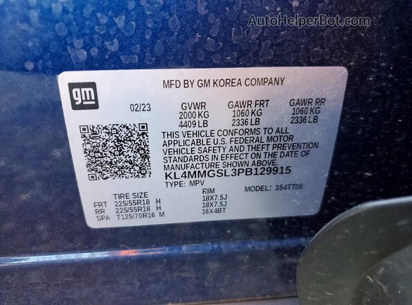 KL4MMGSL3PB129915 2023 BUICK ENCORE Blue Vista del compartimento del motor