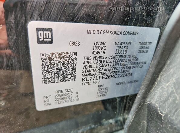 KL77LFE26RC121434 2024 CHEVROLET TRAX Черный Вид подкапотного пространства
