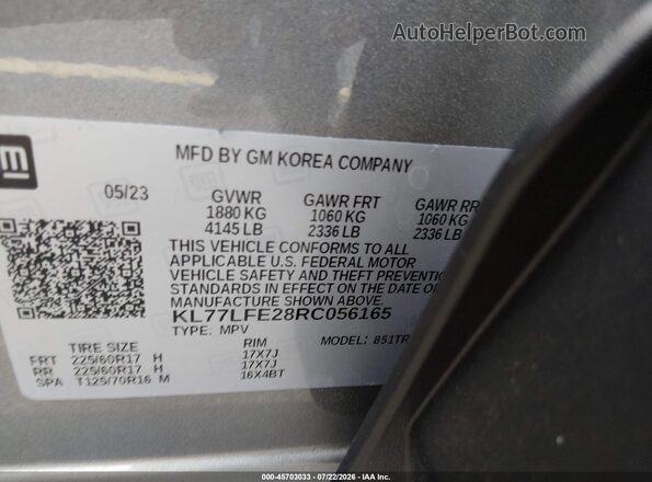 KL77LFE28RC056165 2024 CHEVROLET TRAX Белый Вид подкапотного пространства