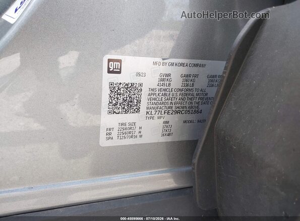 KL77LFE29RC051864 2024 CHEVROLET TRAX Серый Вид подкапотного пространства