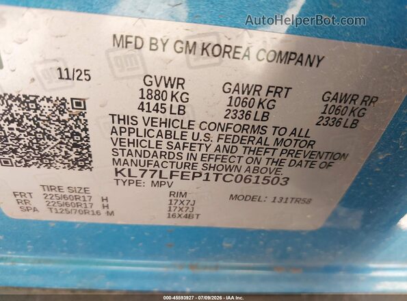 KL77LFEP1TC061503 2026 CHEVROLET TRAX Синий Вид подкапотного пространства