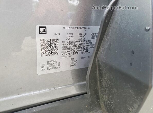 KL77LFEP3SC048556 2025 CHEVROLET TRAX Silver Панорамний вид салону 360°
