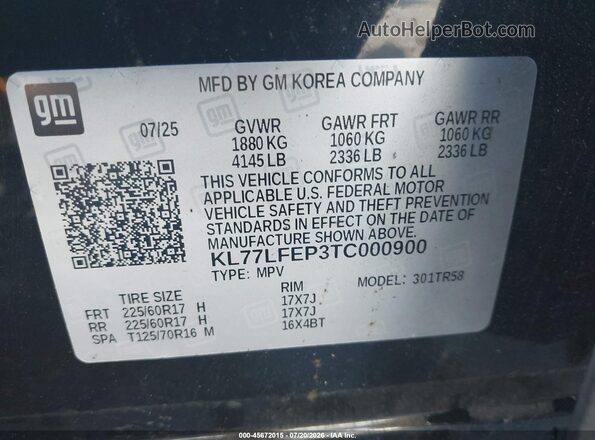 KL77LFEP3TC000900 2026 CHEVROLET TRAX Black Շարժիչի բաժամունքի տեսք