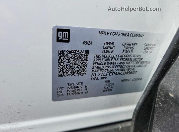 KL77LFEP4SC049697 2025 CHEVROLET TRAX White Вид підкапотного простору