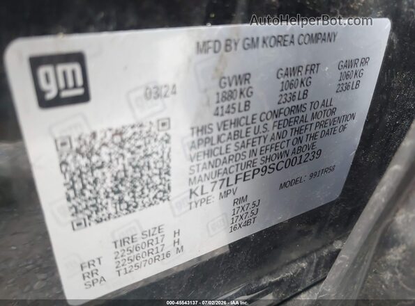 KL77LFEP9SC001239 2025 CHEVROLET TRAX Black Vista del compartimento del motor
