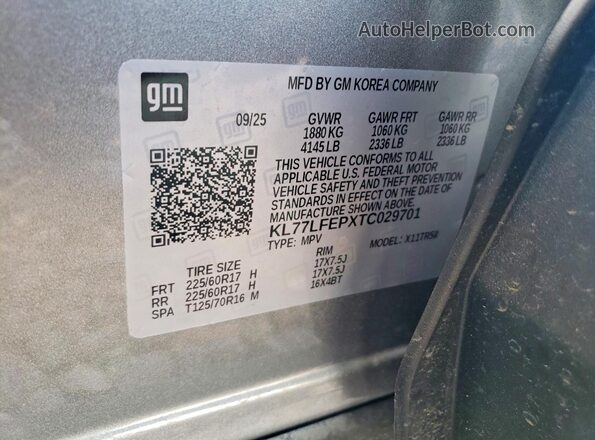 KL77LFEPXTC029701 2026 CHEVROLET TRAX Серебряный Вид подкапотного пространства