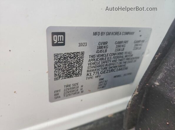 KL77LGE21RC144156 2024 CHEVROLET TRAX Белый Вид наклейки с VIN-кодом