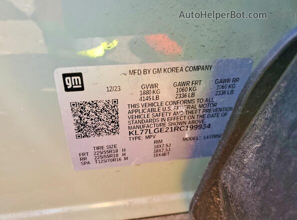 KL77LGE21RC199934 2024 CHEVROLET TRAX Green VIN կոդի պիտակի տեսք