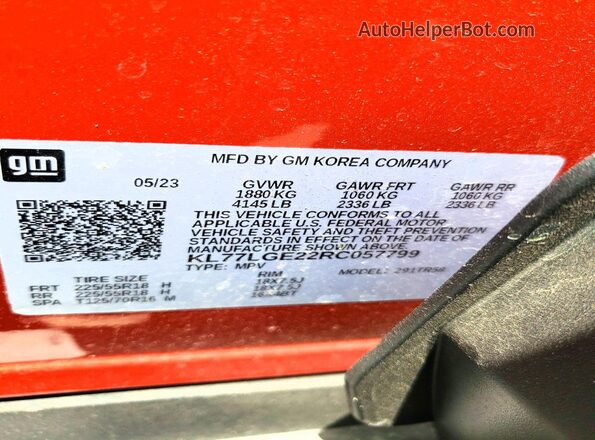 KL77LGE22RC057799 2024 CHEVROLET TRAX Orange Շարժիչի բաժամունքի տեսք