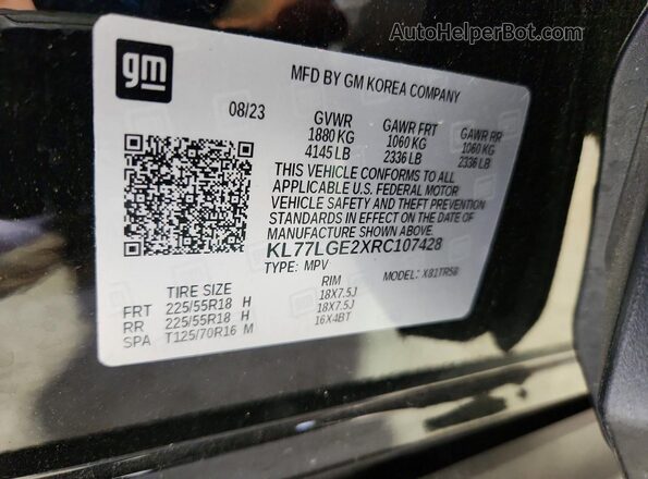 KL77LGE2XRC107428 2024 CHEVROLET TRAX Black Սալոնի 360 աստիճան տեսք